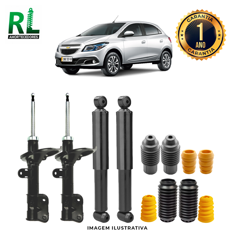Kit Completo de Amortecedores Dianteiros e Traseiros Onix 2013 A 2018 - Remanufaturado. Com Kits Batentes e Guarda-pó