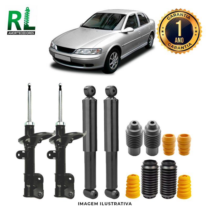 Kit Completo de Amortecedores Dianteiros e Traseiros Vectra 1996 a 2005 - Remanufaturado. Com Kits Batentes e Guarda-pó