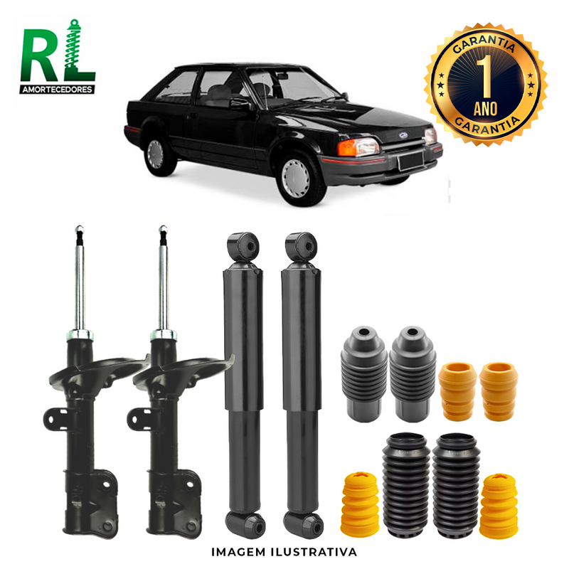 Kit Completo de Amortecedores Dianteiros e Traseiros Escort 1992 a 1996 - Remanufaturado. Com Kits Batentes e Guarda-pó