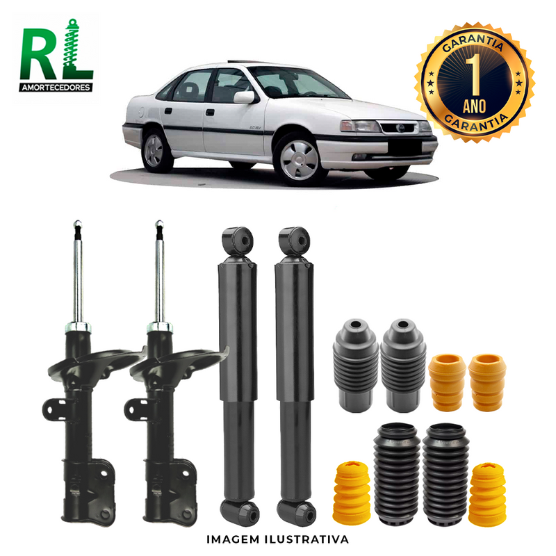 Kit Completo de Amortecedores Dianteiros e Traseiros Vectra 1988 A 1995 - Remanufaturado. Com Kits Batentes e Guarda-pó