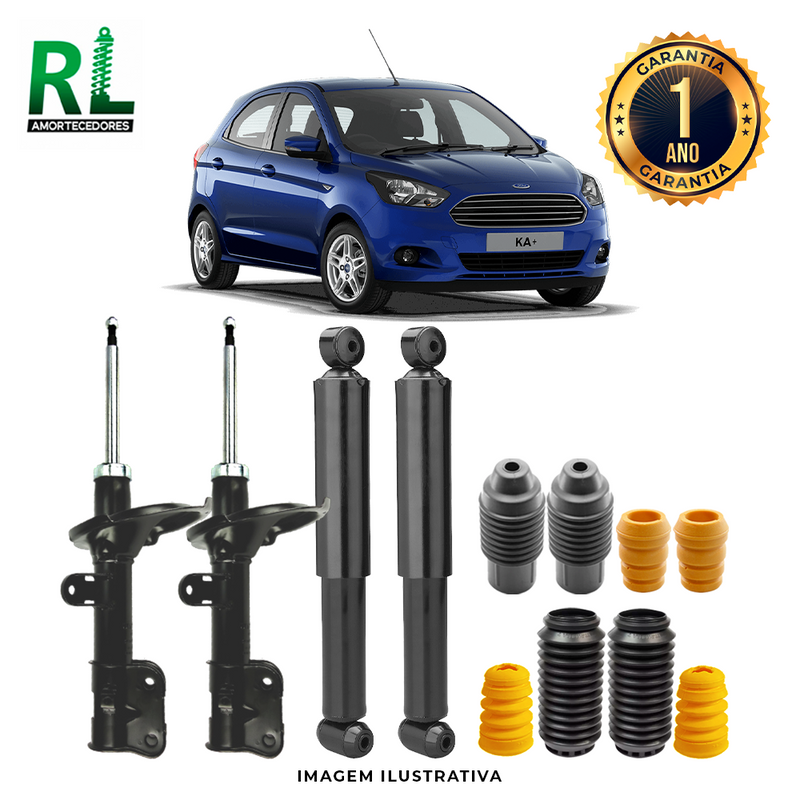 Kit Completo de Amortecedores Dianteiros e Traseiros (Carro e Ano Até Ano) - Remanufaturado. Com Kits Batentes e Guarda-pó