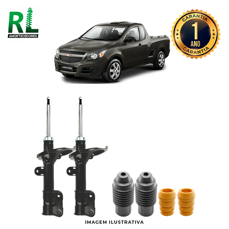 Amortecedores Dianteiros Montana 2003 A 2010, com kits de Batente e Guarda-pó, - Remanufaturado