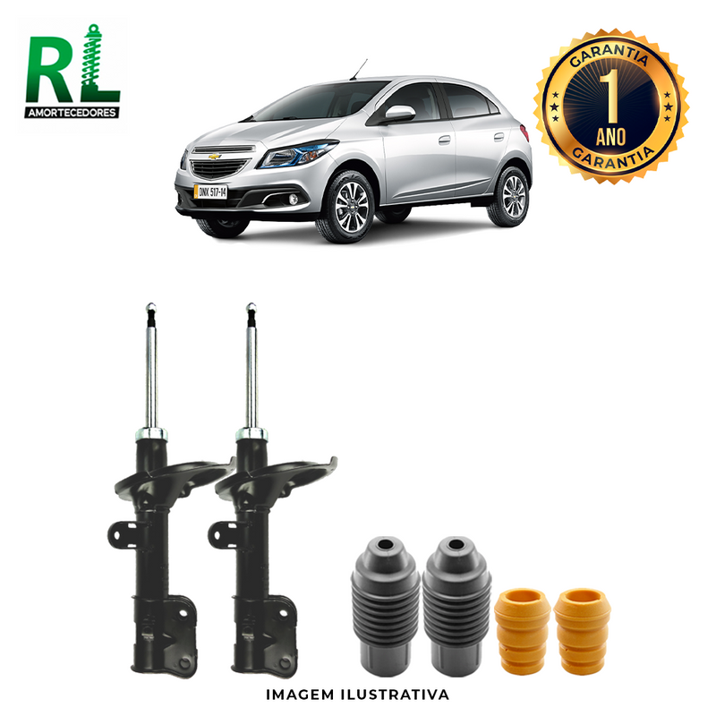 Amortecedores Dianteiros Onix 2013 A 2018, com kits de Batente e Guarda-pó, - Remanufaturado