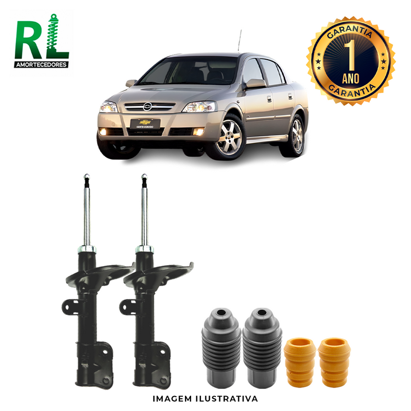 Amortecedores Dianteiro Astra 1996 Até 2006 - Remanufaturado, com kits de Batente e Guarda-pó.