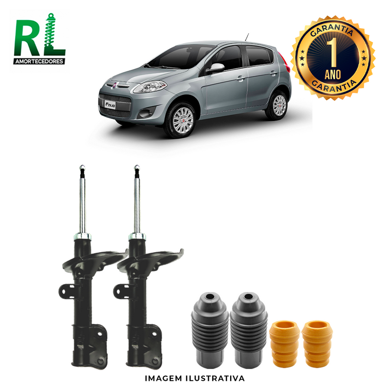 Amortecedores Dianteiros Palio novo 2012 a 2021, com kits de Batente e Guarda-pó, - Remanufaturado