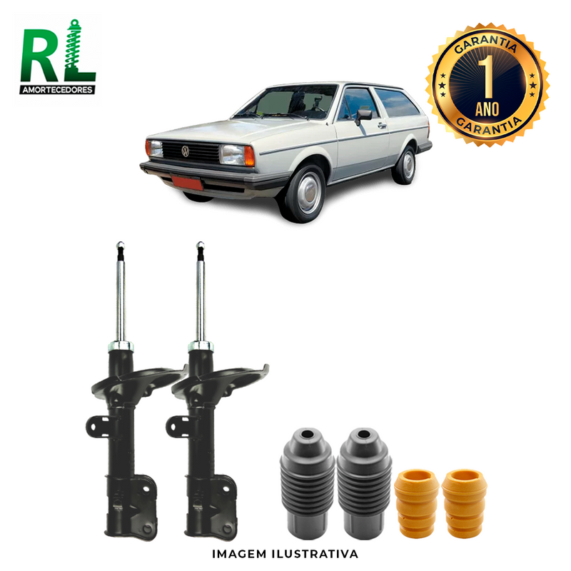 Amortecedores Dianteiros Parati Antiga 1982 a 1997, com kits de Batente e Guarda-pó, - Remanufaturado