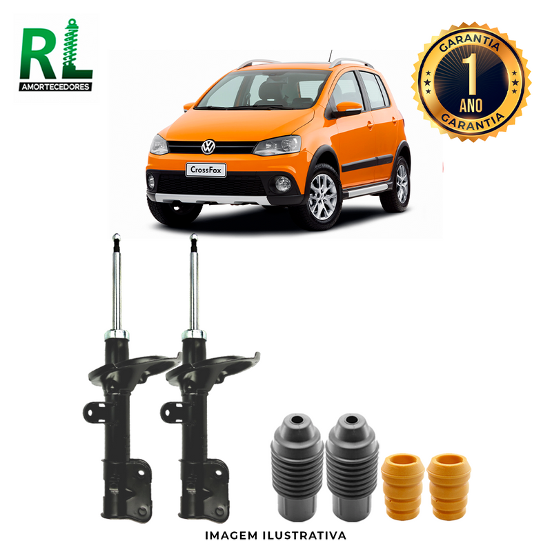Amortecedores Dianteiros Crossfox 2005 a 2017, com kits de Batente e Guarda-pó, - Remanufaturado