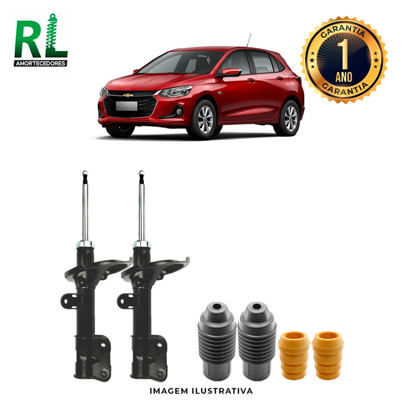 Amortecedores Dianteiros Onix Moderno 2019 A 2023, com kits de Batente e Guarda-pó, - Remanufaturado