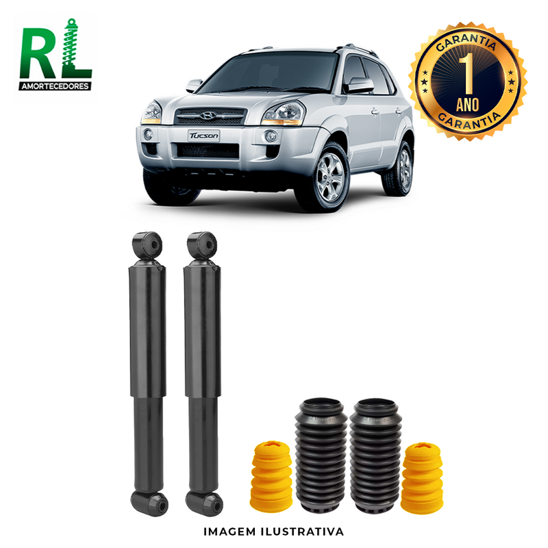 Amortecedores Traseiros Tucson 2004 a 2010, com kits de Batente e Guarda-pó, Remanufaturado